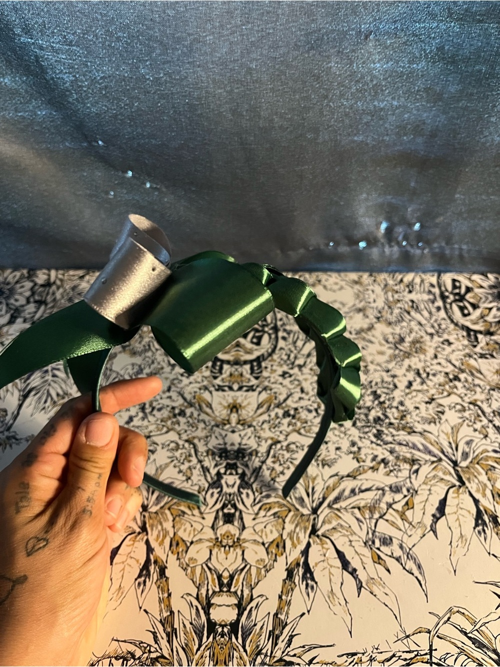 Handmade Green Satin Bow Headband